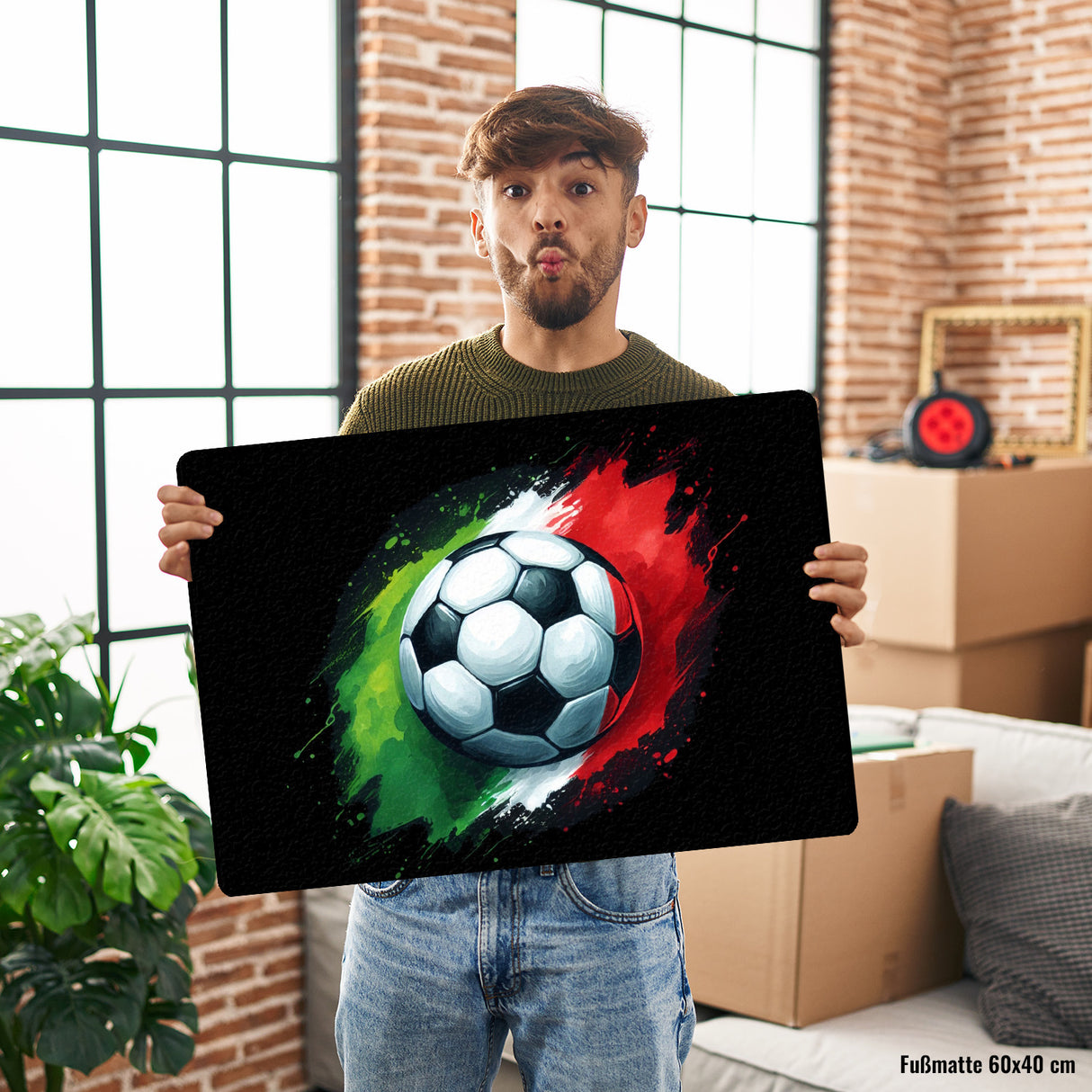 Fußball Italien Flagge Fußmatte in 35x50 cm ohne Rand
