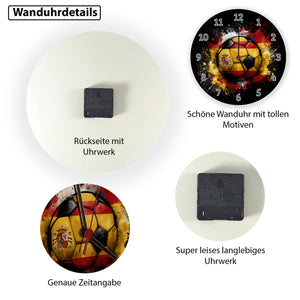 Fußball Spanien Flagge Wanduhr