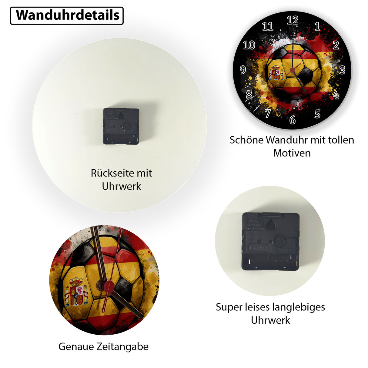 Fußball Spanien Flagge Wanduhr