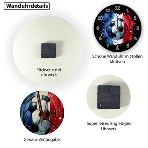 Fußball Frankreich Flagge Wanduhr