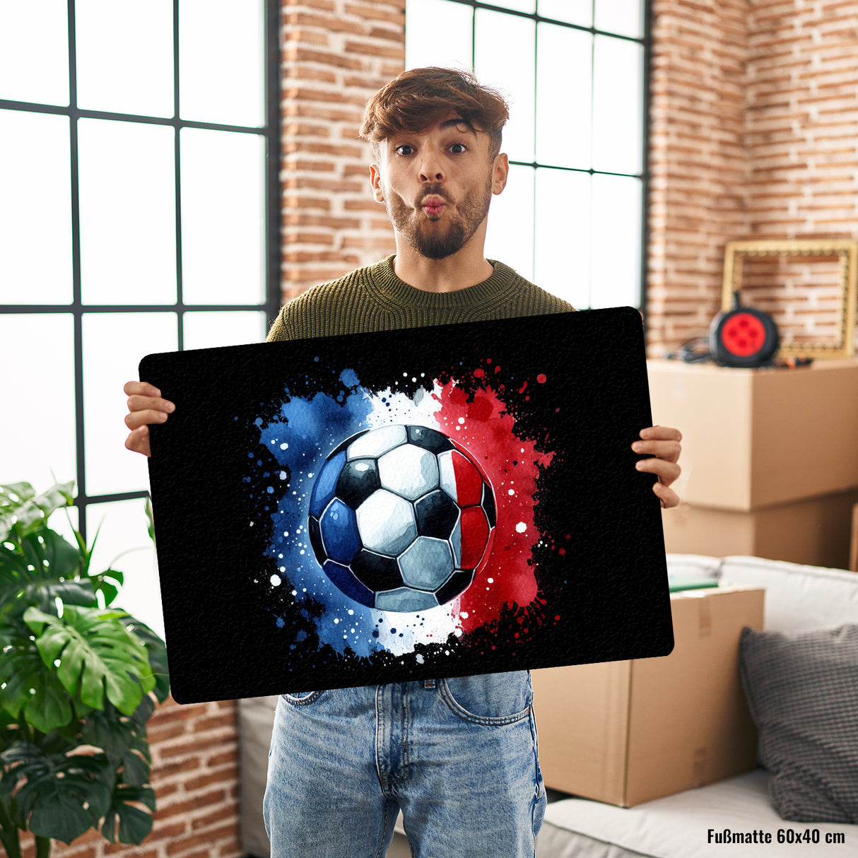 Fußball Frankreich Flagge Fußmatte in 35x50 cm ohne Rand
