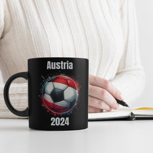 Fußball Österreich Flagge Tasse in Schwarz