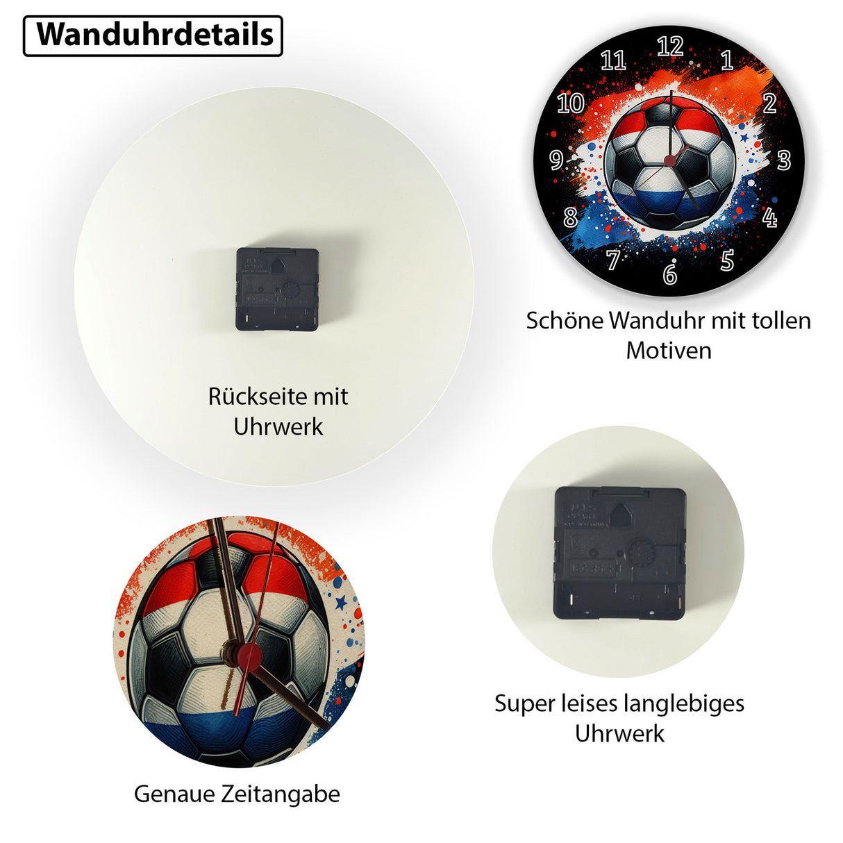 Fußball Niederlande Flagge Wanduhr