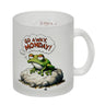 Mürrischer Frosch auf Stein Kaffeebecher mit Spruch Go away, Monday!