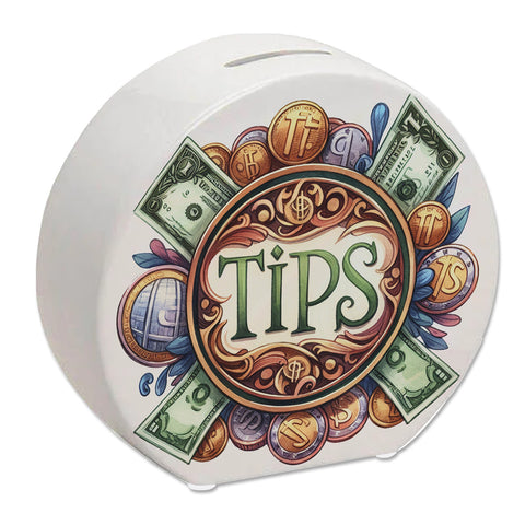 Trinkgeld Retro Spardose mit Spruch Tips