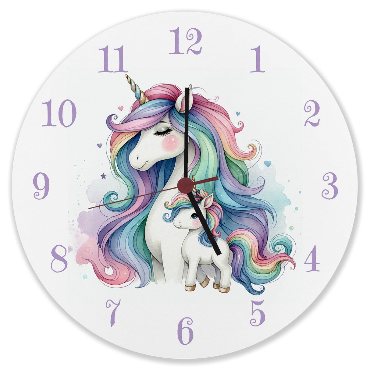 Einhorn-Mama mit Kind Wanduhr