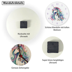 Einhorn-Mama mit Kind Wanduhr