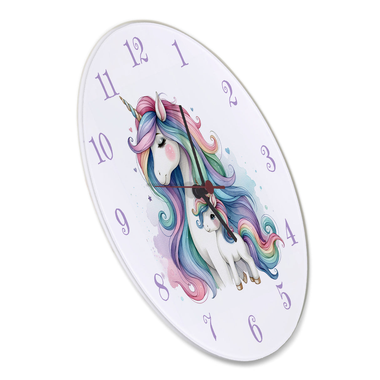 Einhorn-Mama mit Kind Wanduhr