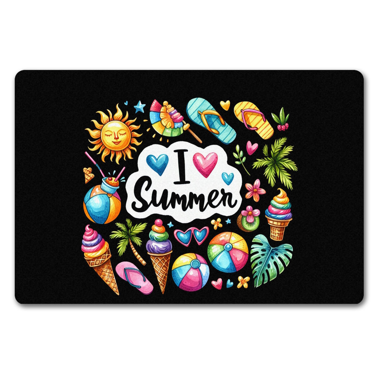 Endlich Sommer Fußmatte in 35x50 cm ohne Rand mit Spruch I love Summer