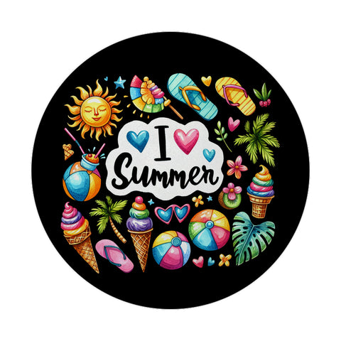 Endlich Sommer Magnet rund mit Spruch I love Summer