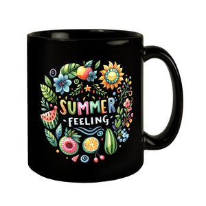 Sommer Vibes Tasse in Schwarz mit Spruch Summer feeling
