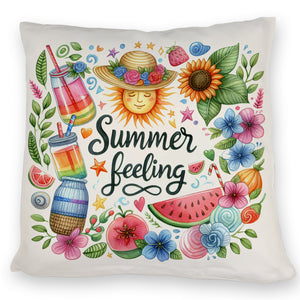 Sonne und Sommer Kissen mit Spruch Summer feeling