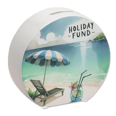 Strandurlaub Urlaubskasse Spardose mit Spruch Holiday Fund