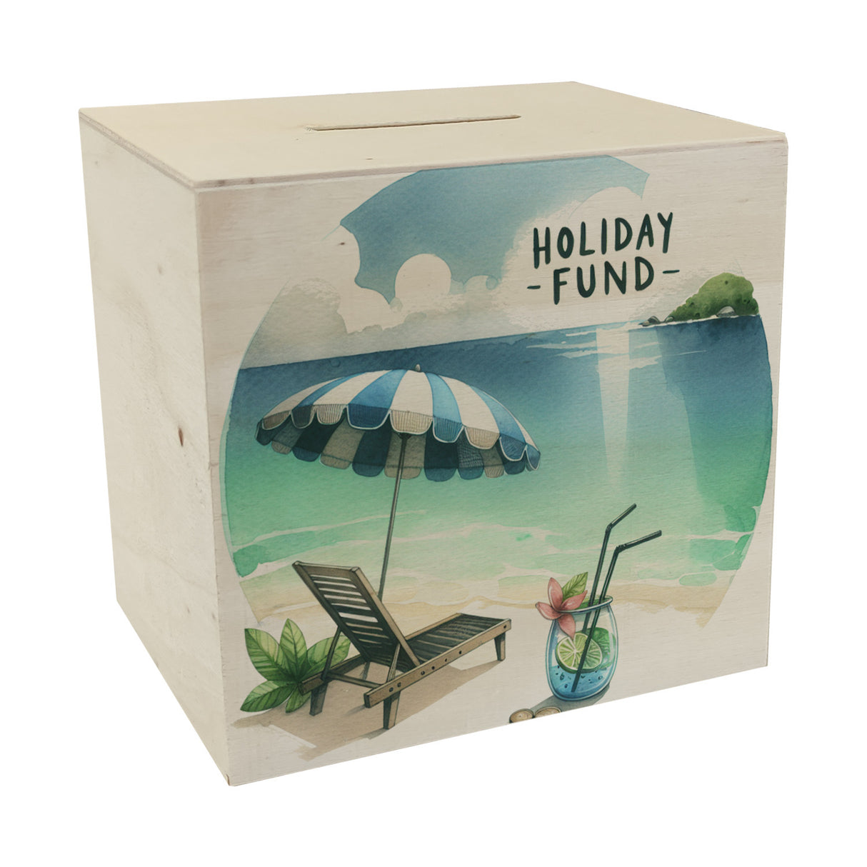 Strandurlaub Urlaubskasse Spardose mit Spruch Holiday Fund