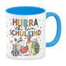 Tiere zur Einschulung Kaffeebecher mit Spruch Hurra ich bin Schulkind