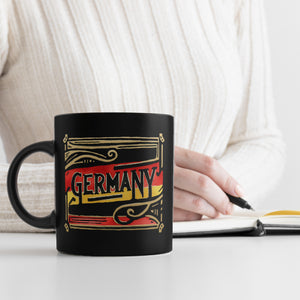 Deutschland Flagge mit Verzierung Tasse in Schwarz mit Spruch Germany