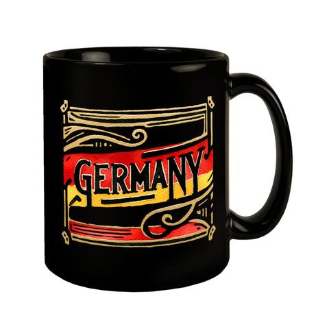 Deutschland Flagge mit Verzierung Tasse in Schwarz mit Spruch Germany