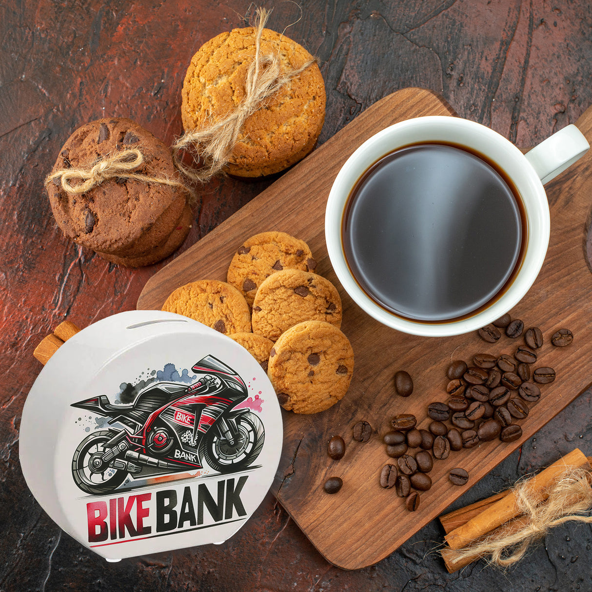 Rennmotorrad Spardose mit Spruch Bike Bank