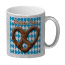 Brezelherz Bayernflagge Kaffeebecher mit Spruch Brezn Fan