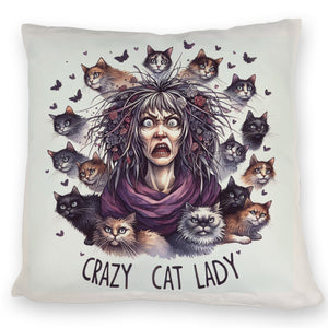 Katzenfrau Kissen mit Spruch Crazy Cat Lady