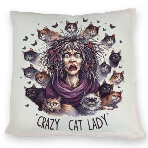 Katzenfrau Kissen mit Spruch Crazy Cat Lady