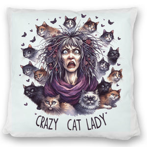 Katzenfrau Kissen mit Spruch Crazy Cat Lady