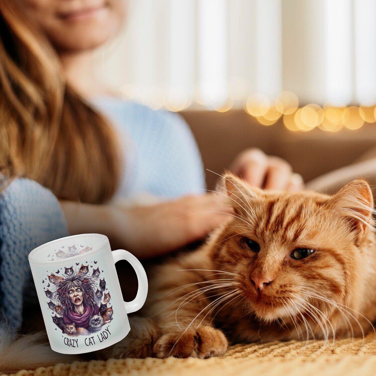 Katzenfrau Kaffeebecher mit Spruch Crazy Cat Lady