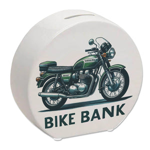 Retro Touring Motorrad Spardose mit Spruch Bike Bank