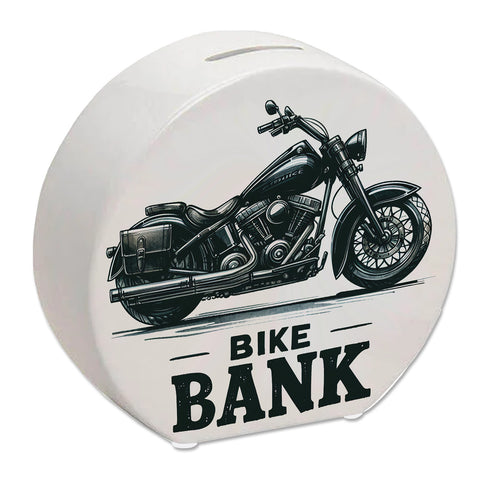 Cruiser Motorrad Spardose mit Spruch Bike Bank