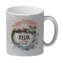 Schlafender Otter Kaffeebecher mit Spruch Relax Tasse