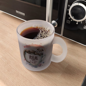 Schlafender Otter Kaffeebecher mit Spruch Relax Tasse