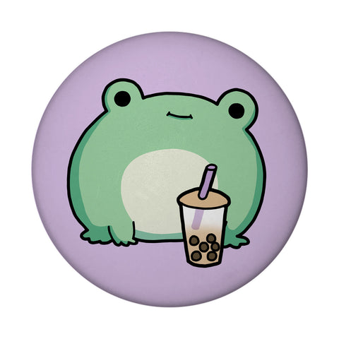 Frosch mit Bubble Tea Magnet rund