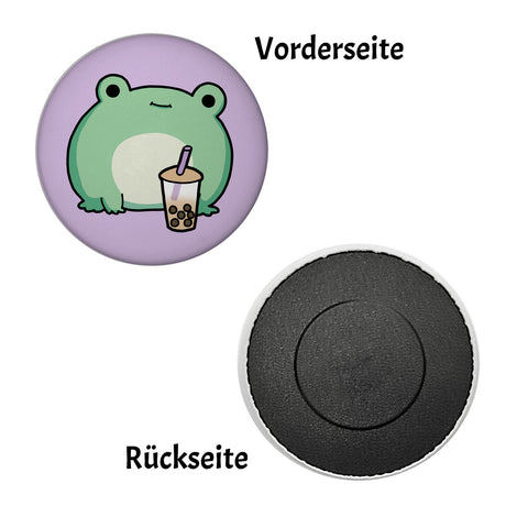 Frosch mit Bubble Tea Magnet rund