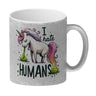 Kotzendes Einhorn Kaffeebecher mit Spruch I hate Humans