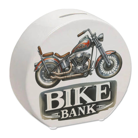 Retro Chopper Motorrad Spardose mit Spruch Bike Bank