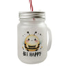 Biene Bee Happy Trinkglas mit Bambusdeckel