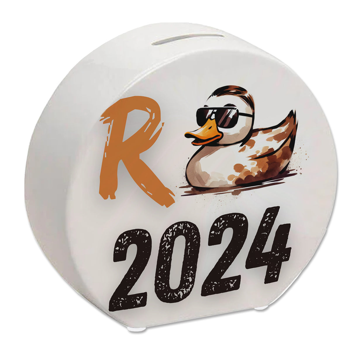 Ente mit Sonnenbrille Spardose mit Spruch Rente 2024