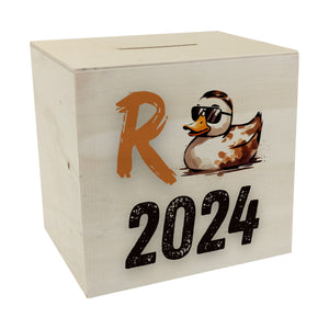 Ente mit Sonnenbrille Spardose mit Spruch Rente 2024