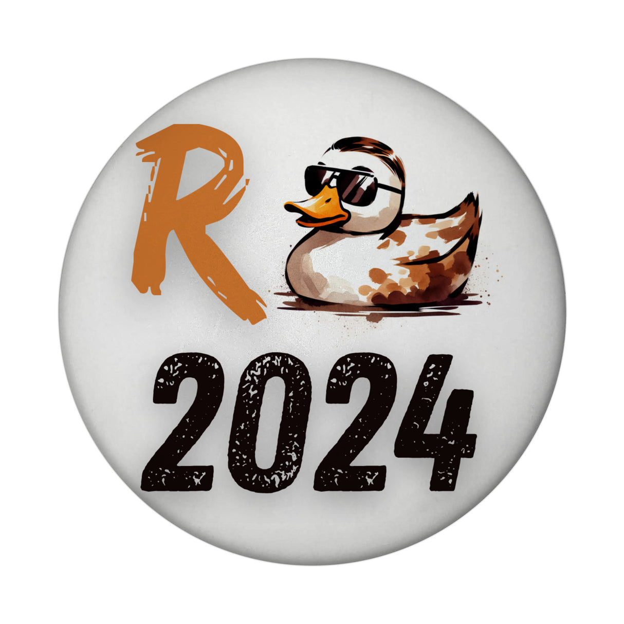 Ente mit Sonnenbrille Magnet rund mit Spruch Rente 2024