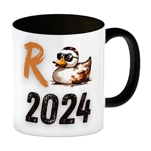 Ente mit Sonnenbrille Kaffeebecher mit Spruch Rente 2024