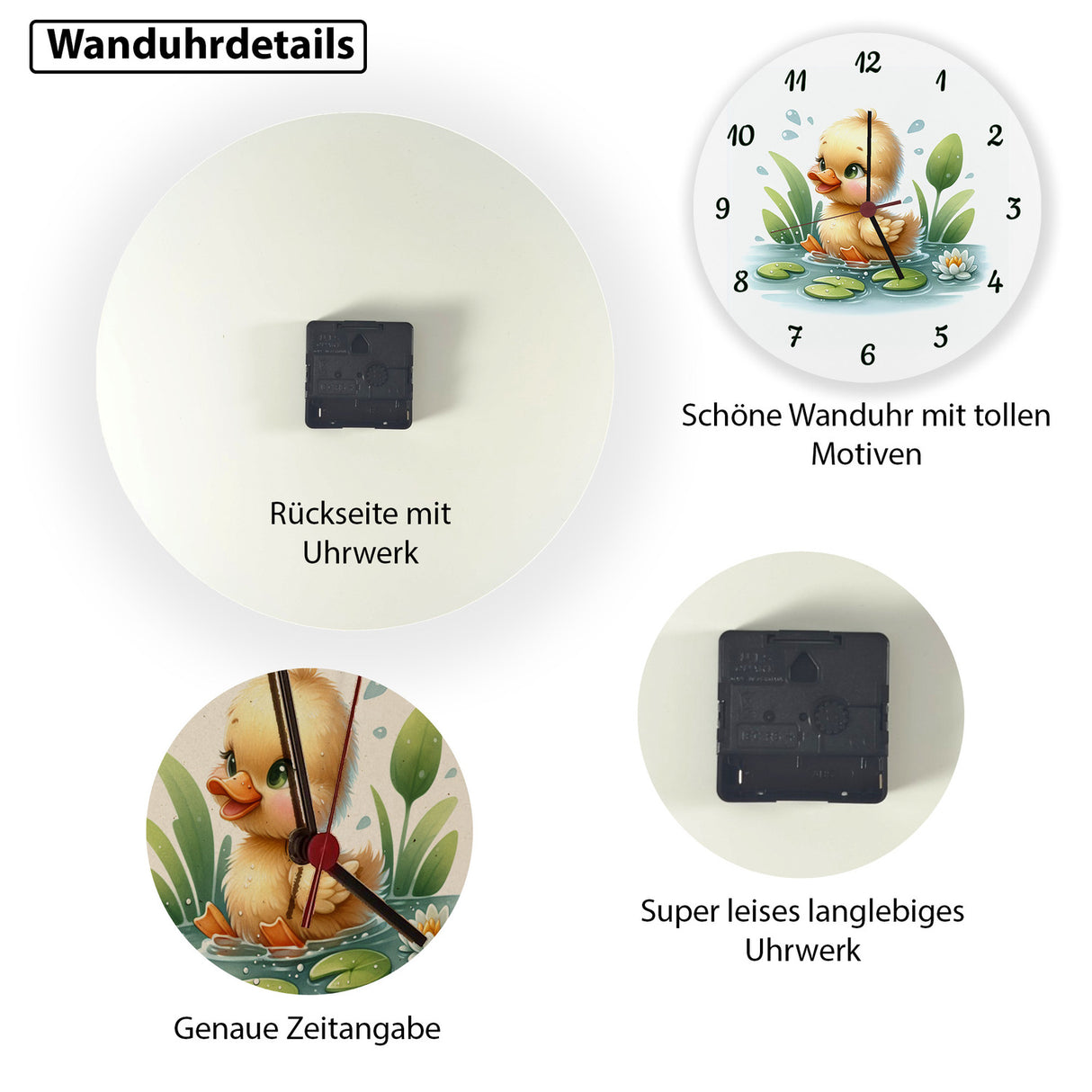 Planschente Ente Wanduhr