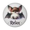 Baby Fledermaus Magnet rund mit Spruch Relax