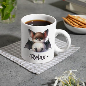 Baby Fledermaus Kaffeebecher mit Spruch Relax