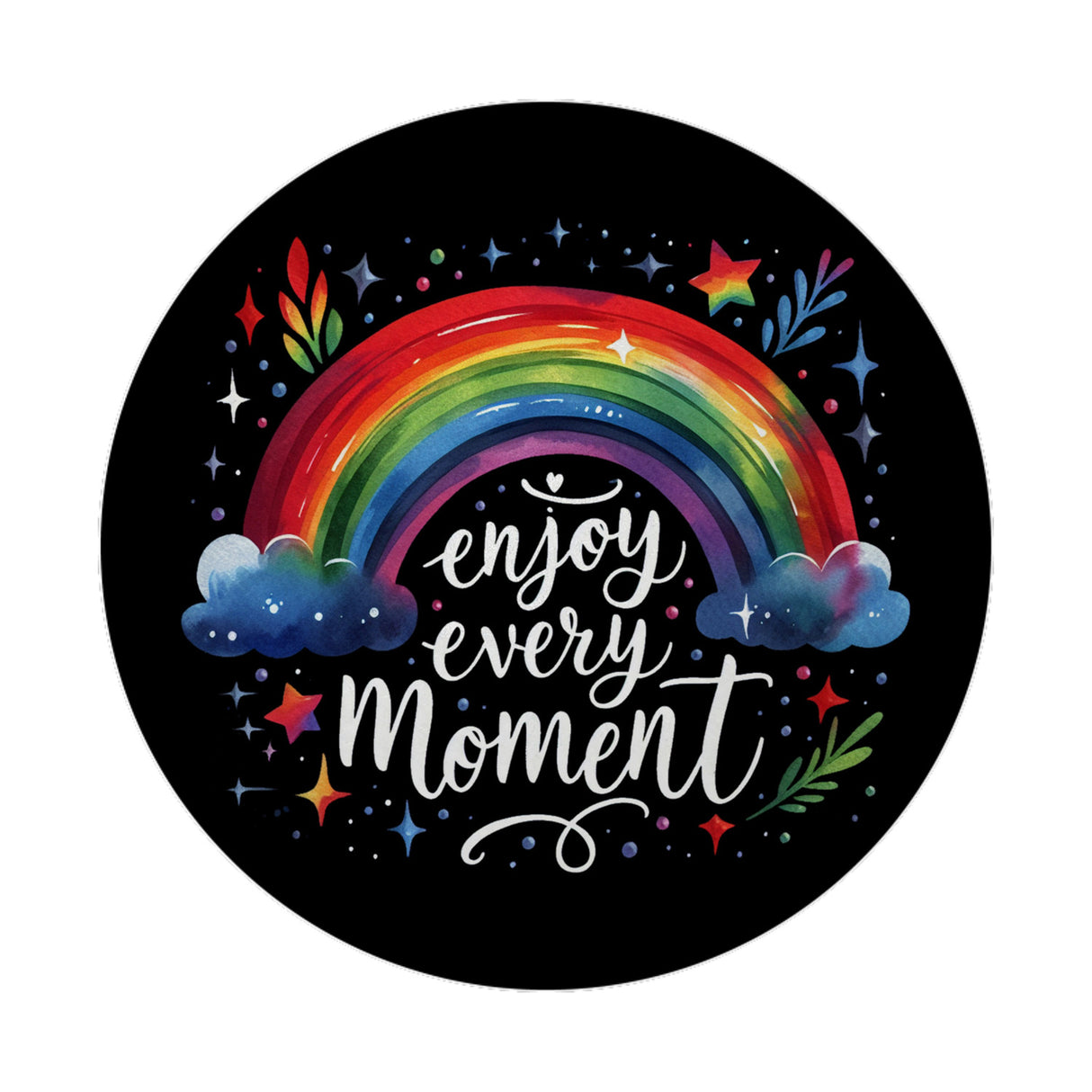 Regenbogen Magnet rund mit Spruch Enjoy every moment