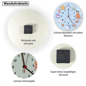 Jelly & Friends Kinderuhr mit süßen Meerestieren Wanduhr