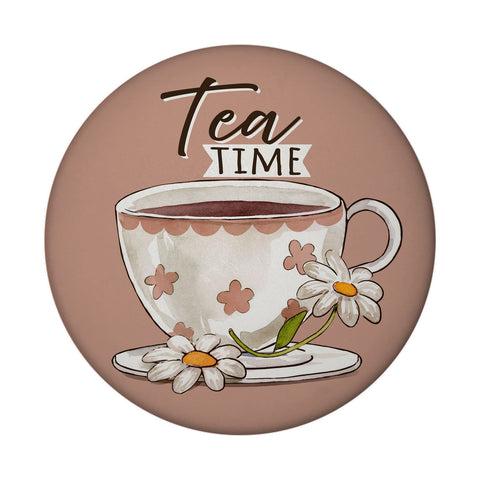 Teetasse Magnet rund mit Spruch Tea Time