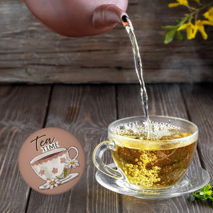 Teetasse Magnet rund mit Spruch Tea Time