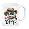 Otter mit Sonnenbrille und Strohhut Kaffeebecher mit Spruch Hot Hotter Otter