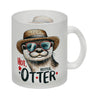 Otter mit Sonnenbrille und Strohhut Kaffeebecher mit Spruch Hot Hotter Otter