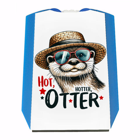 Otter mit Sonnenbrille und Strohhut Parkscheibe mit Spruch Hot Hotter Otter